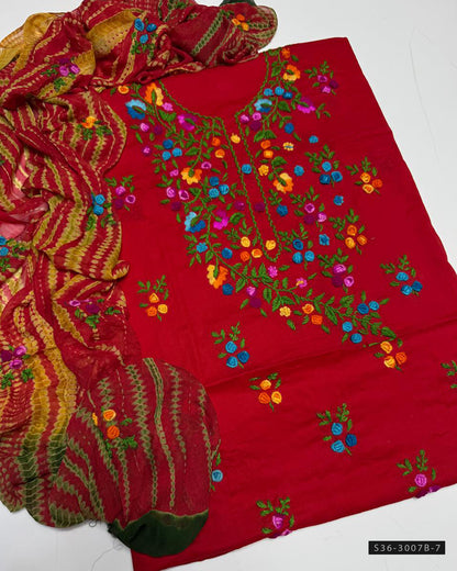 3 PC Unstitched Lawn Hand Embroidered Dress