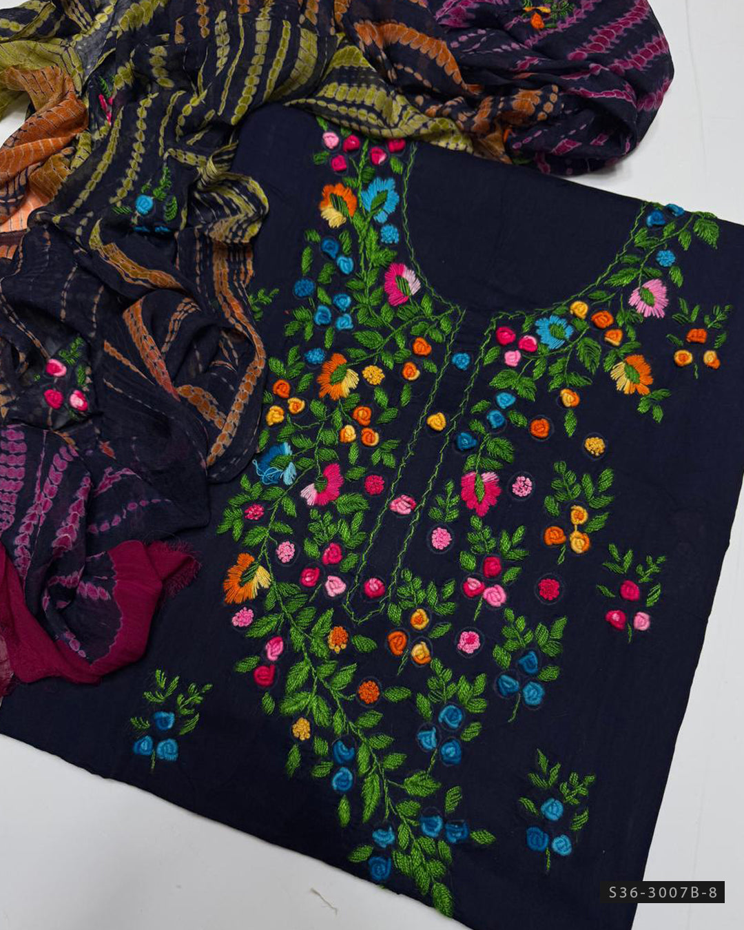 3 PC Unstitched Lawn Hand Embroidered Dress