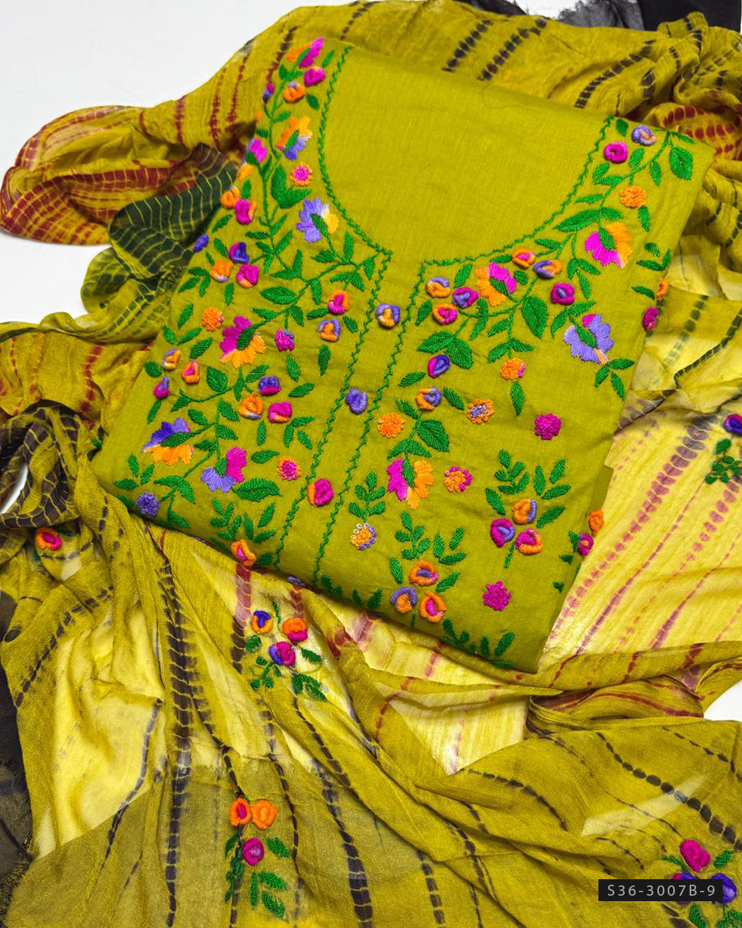 3 PC Unstitched Lawn Hand Embroidered Dress