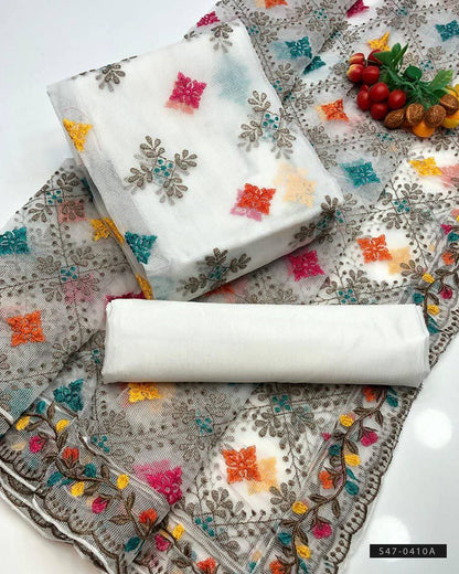 3 PC Unstitched Khadi Net Dress Collection