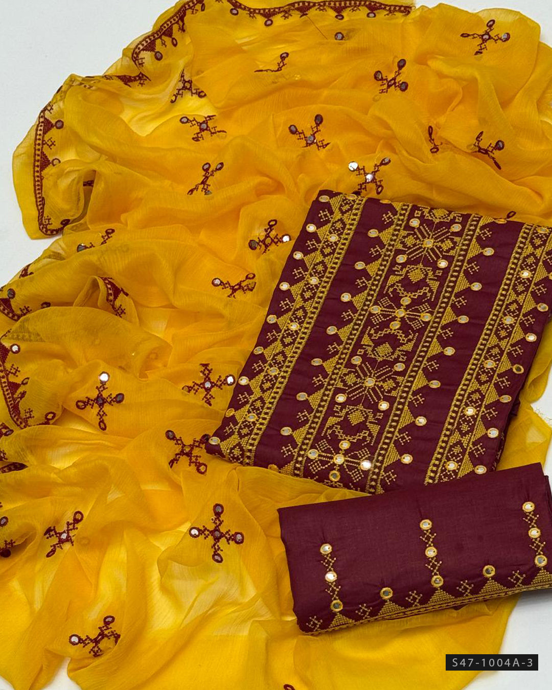 3 PC Unstitched Cotton Lawn Embroidered Dress Collection