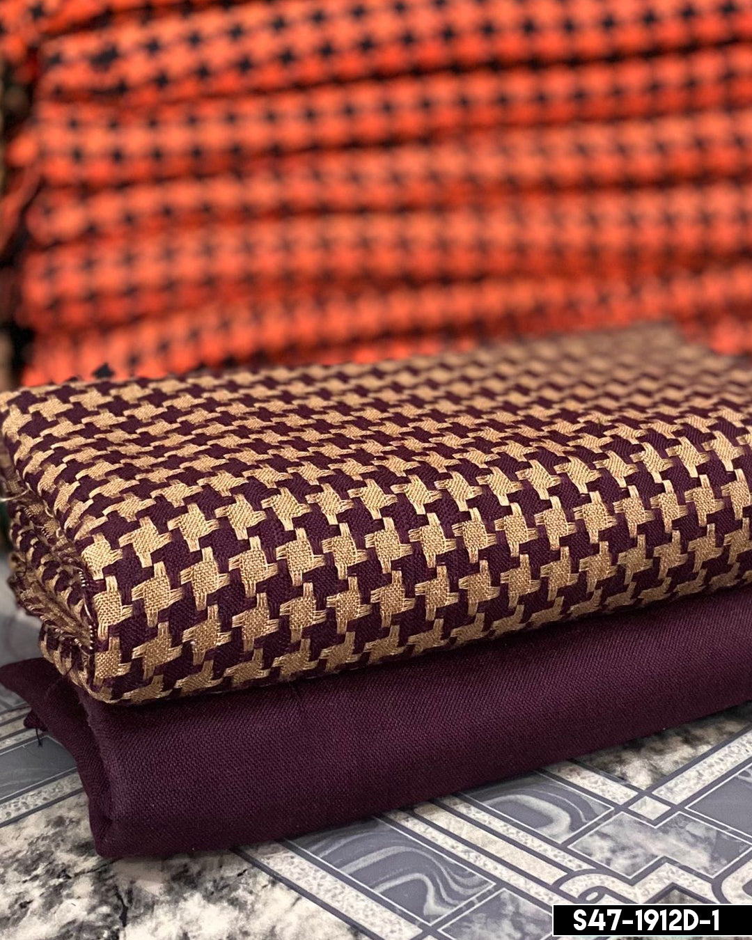 2 PC Unstitched Check Wool Dresses - S47