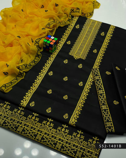 3 PC Unstitched Cotton Lawn Dress Collection