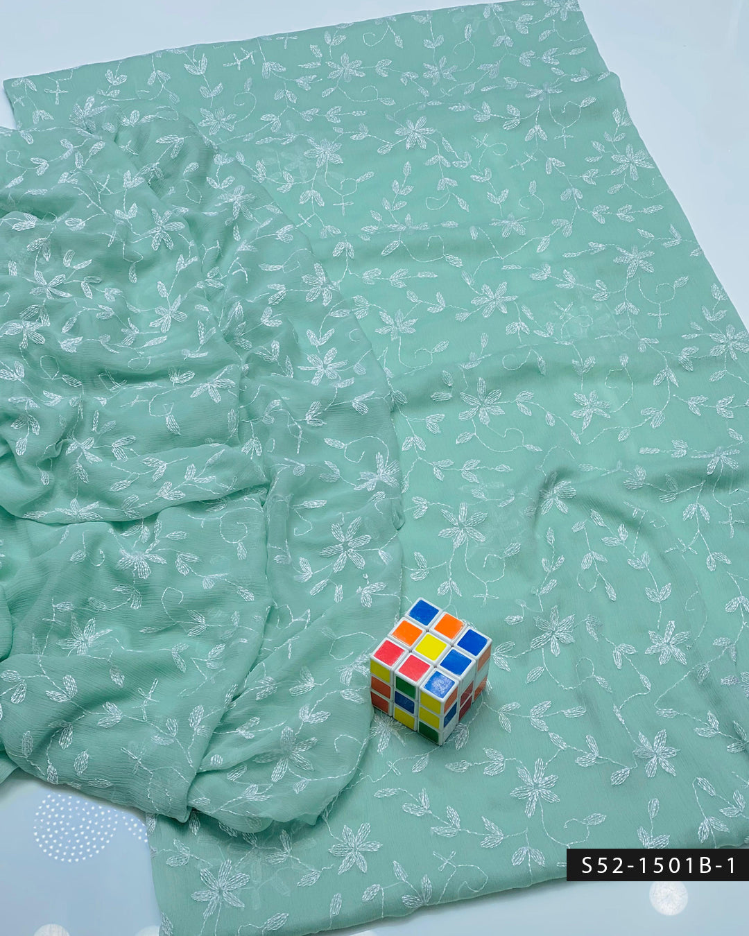 2 PC Unstitched Bamber Chiffon Dress