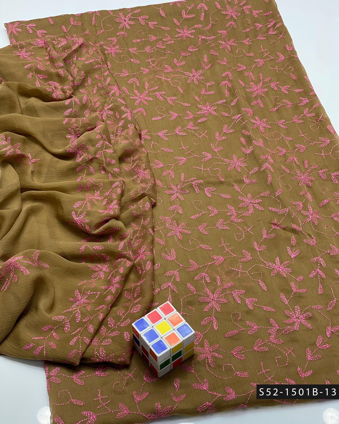 2 PC Unstitched Bamber Chiffon Dress