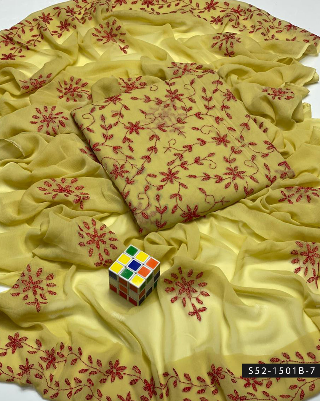 2 PC Unstitched Bamber Chiffon Dress