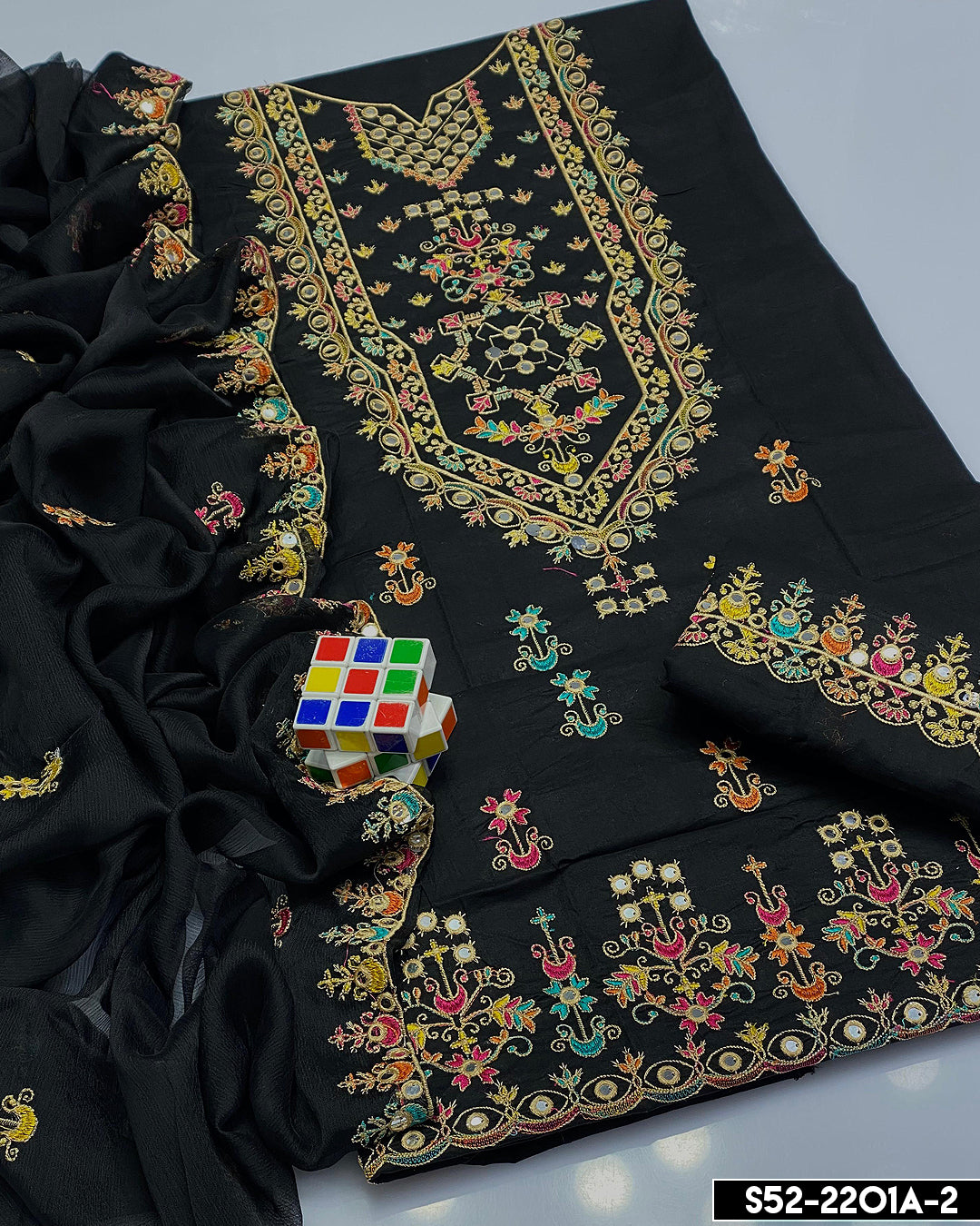 3 PC Unstitched Machine Embroidered Cotton Lawn Collection - S52