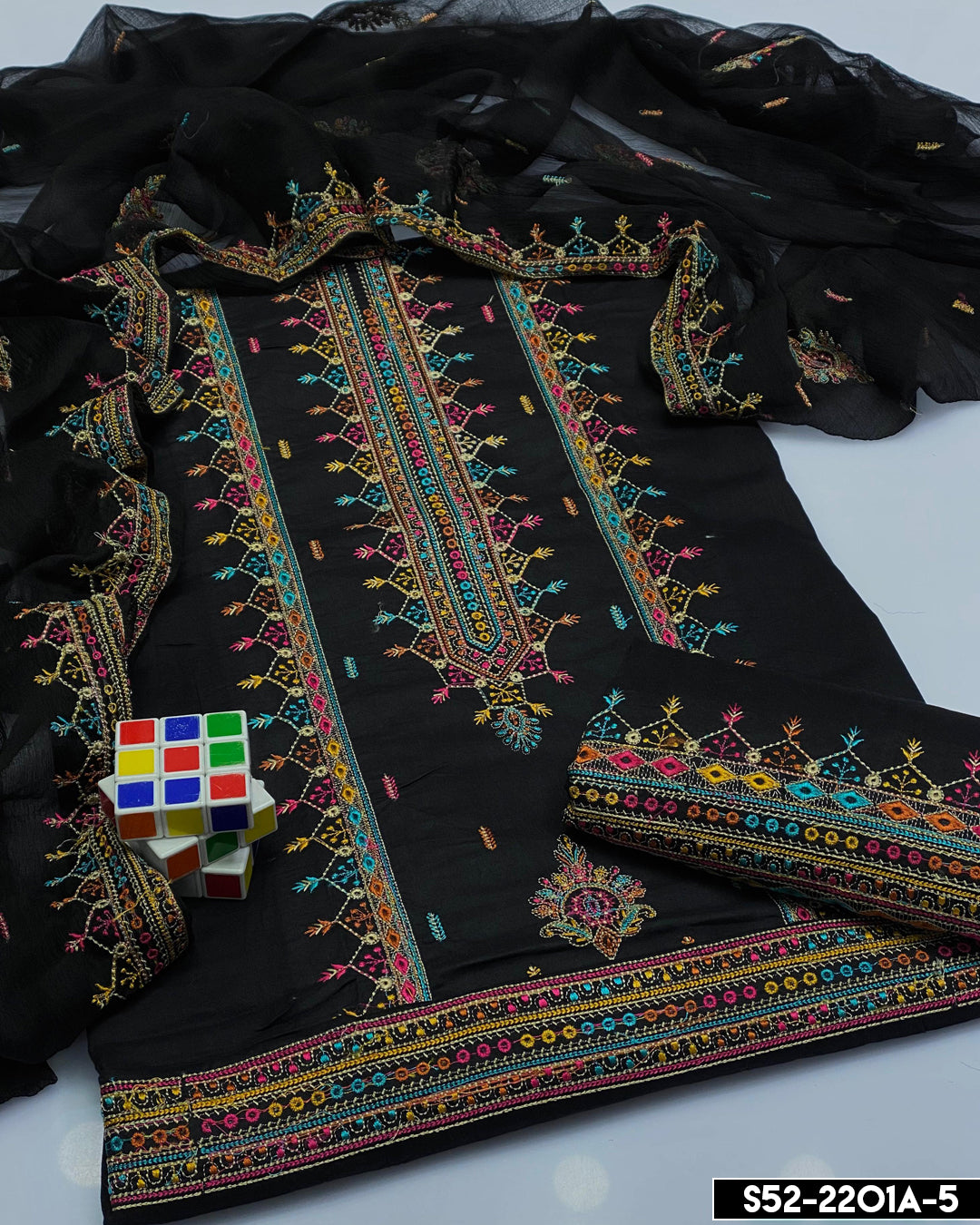 3 PC Unstitched Machine Embroidered Cotton Lawn Collection - S52