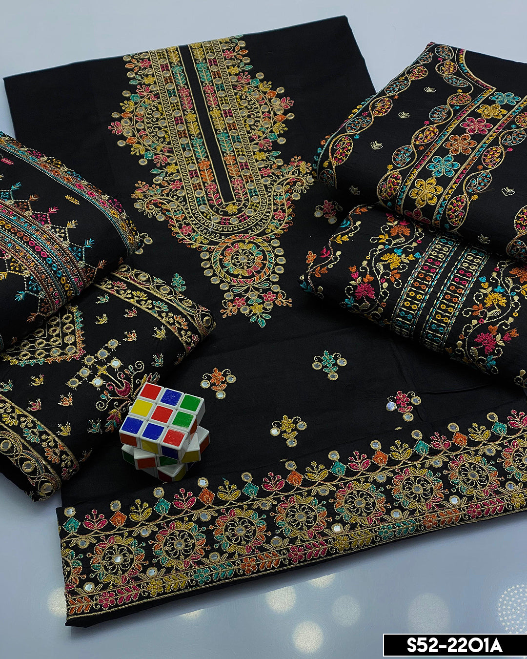 3 PC Unstitched Machine Embroidered Cotton Lawn Collection - S52