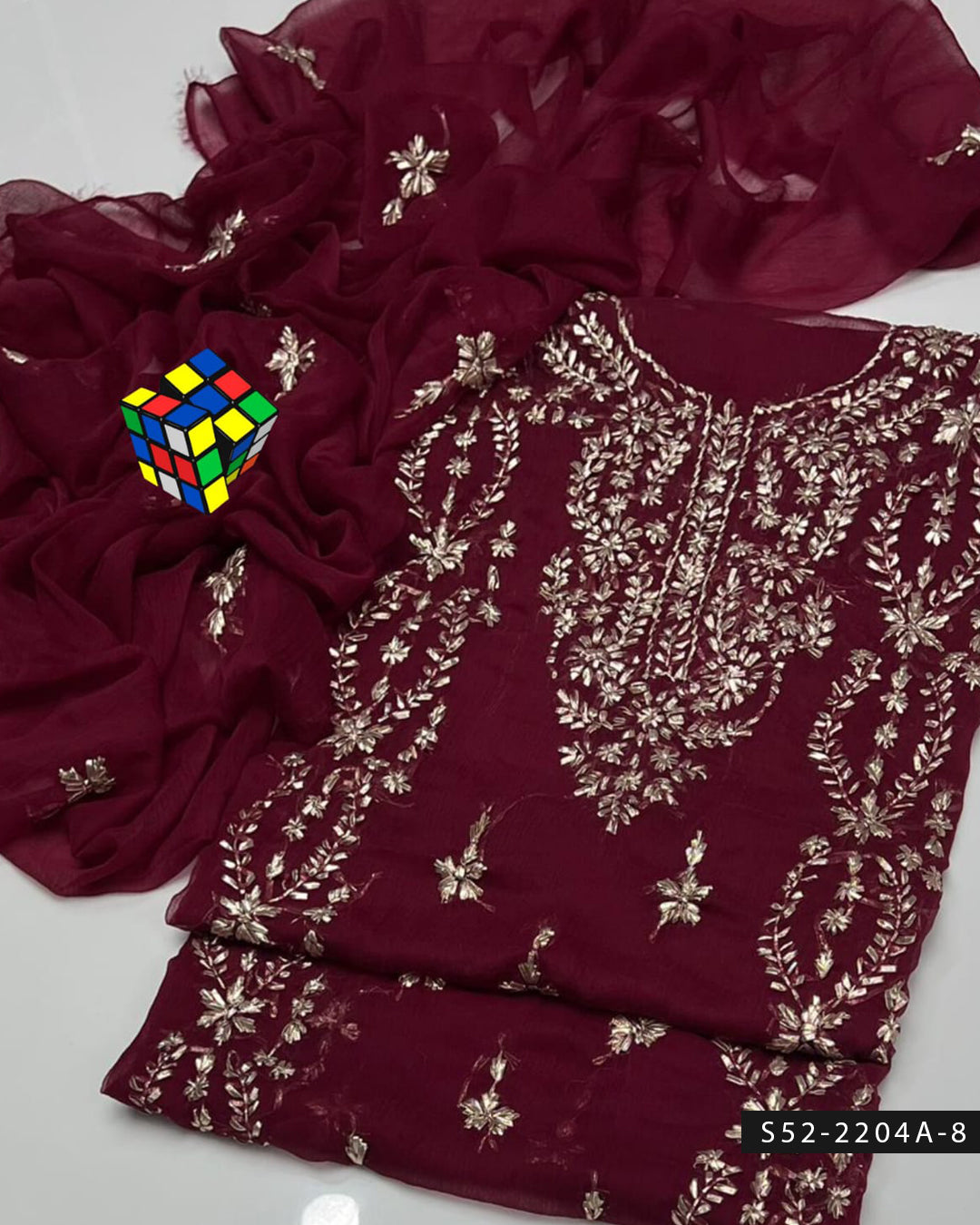 2PC Handmade LCD Gotta Work Dress with Panel Embroidery