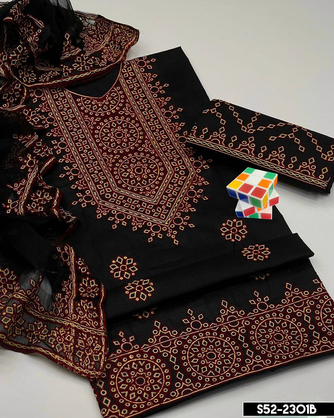 3 PC Unstictched Cotton Lawn Embroidered Collection