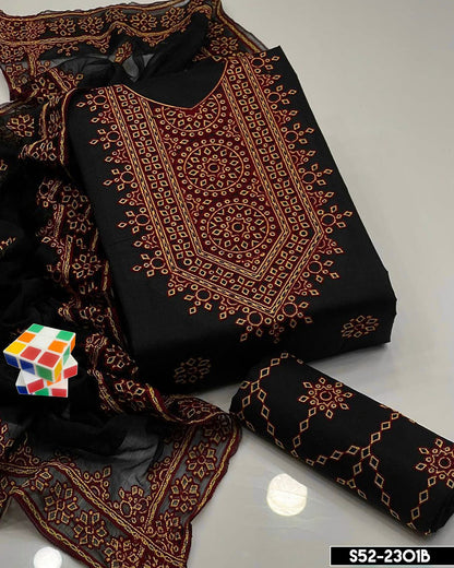 3 PC Unstictched Cotton Lawn Embroidered Collection