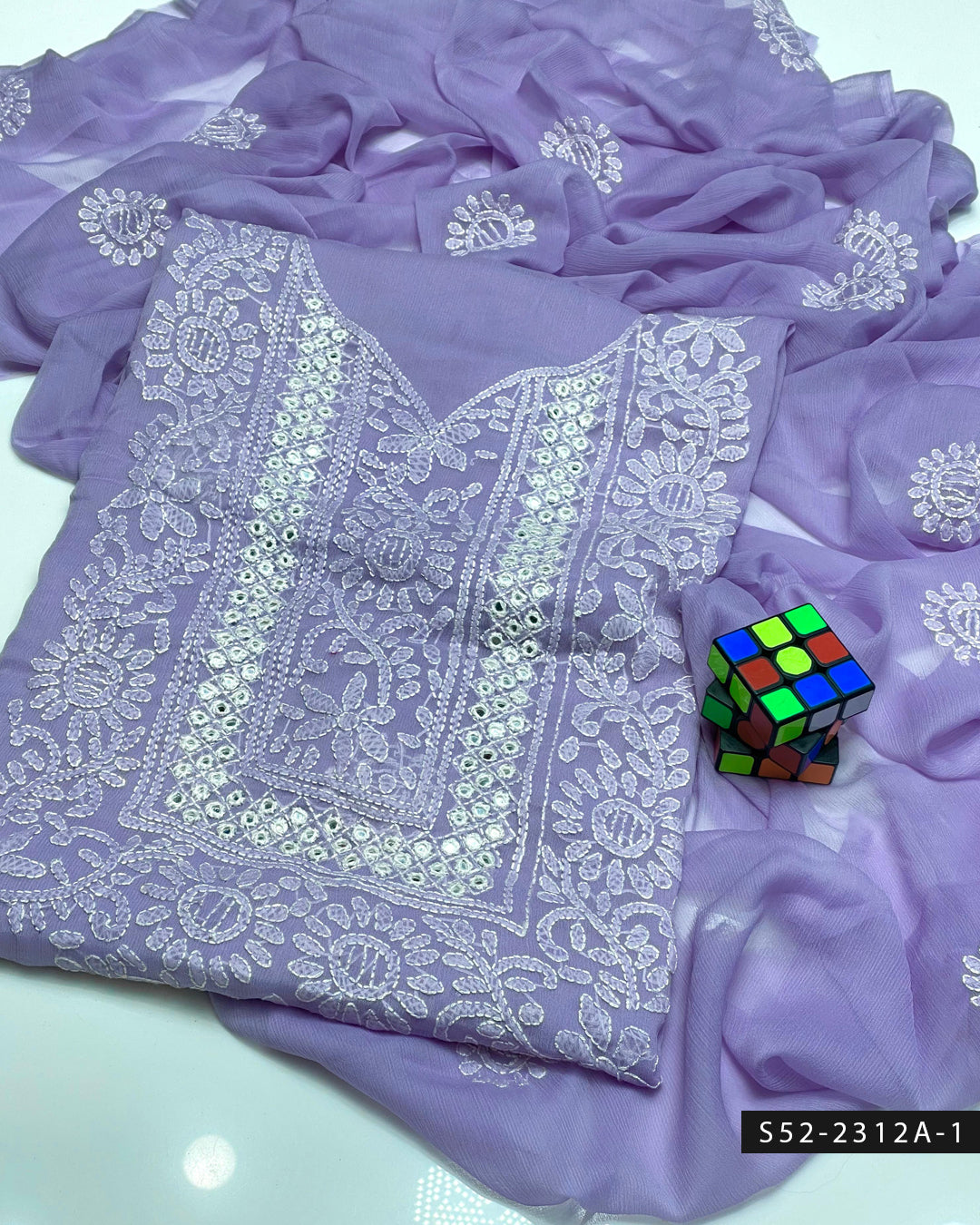 Handmade 2 PC Unstitched Bamber Chiffon Dress Collection