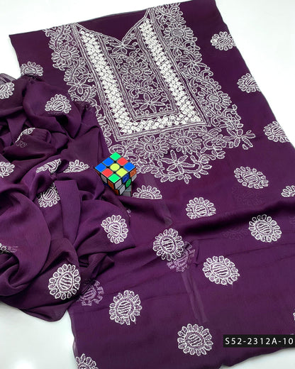 Handmade 2 PC Unstitched Bamber Chiffon Dress Collection