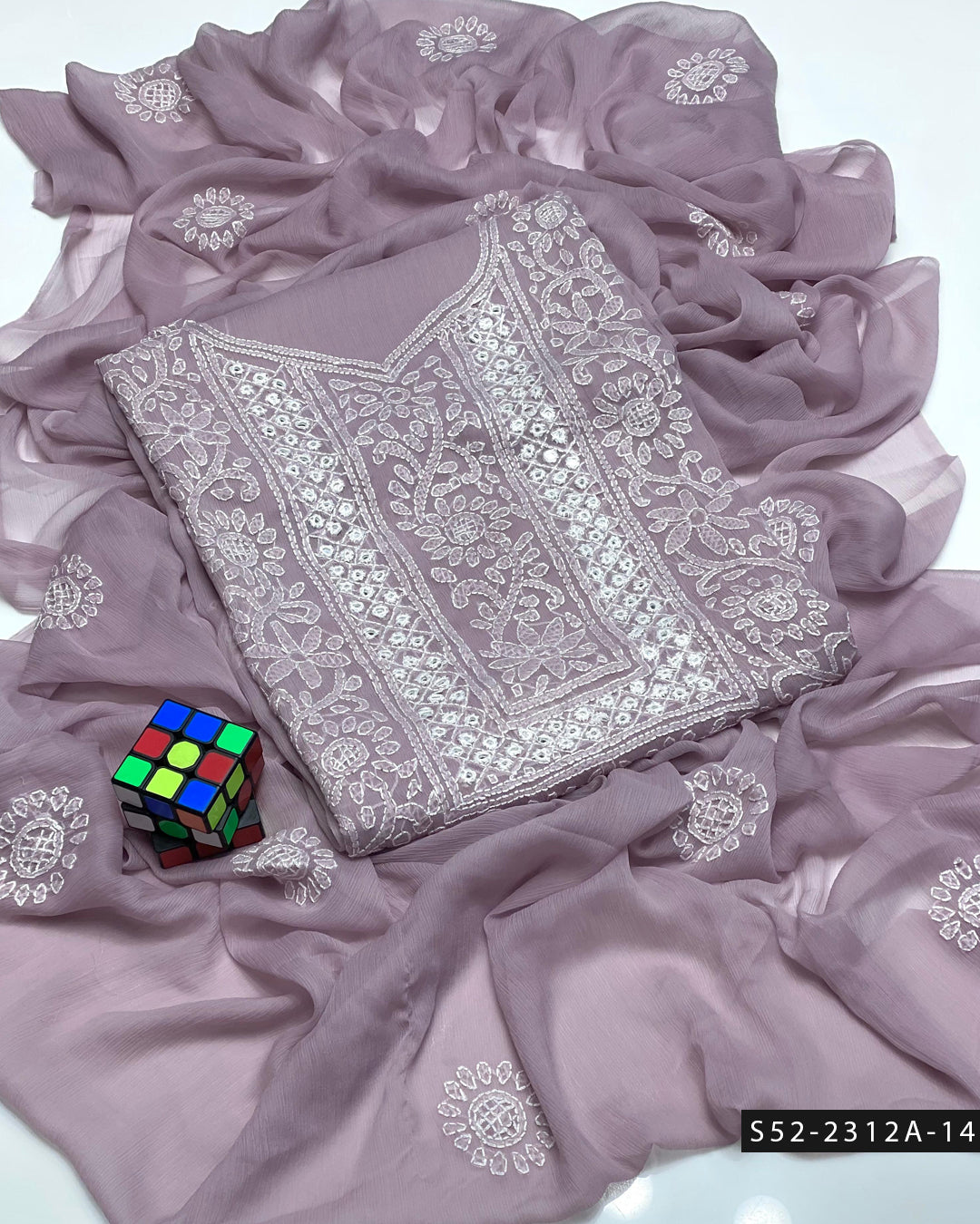 Handmade 2 PC Unstitched Bamber Chiffon Dress Collection