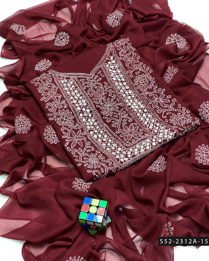 Handmade 2 PC Unstitched Bamber Chiffon Dress Collection