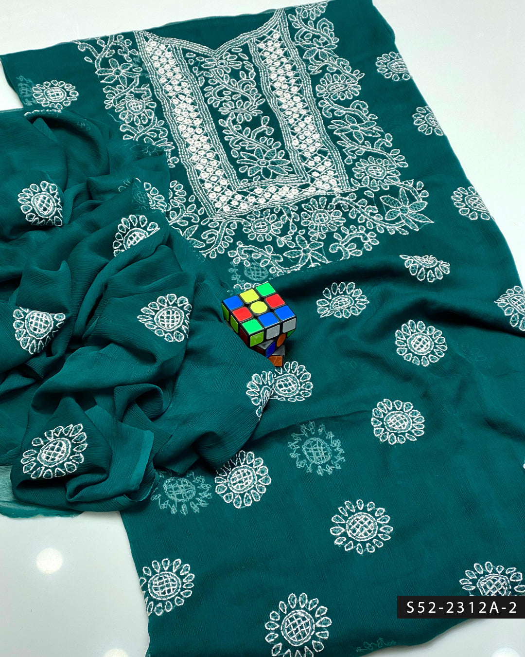 Handmade 2 PC Unstitched Bamber Chiffon Dress Collection