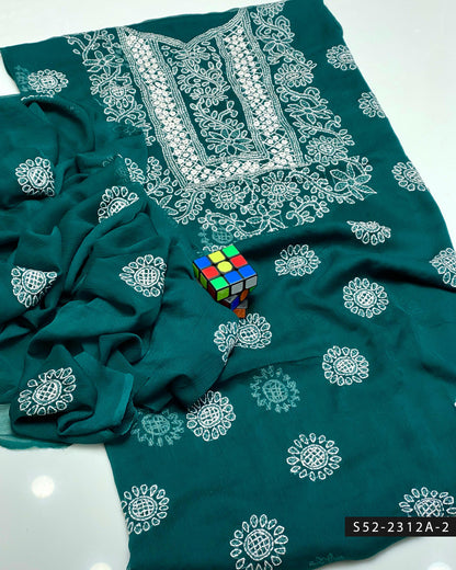 Handmade 2 PC Unstitched Bamber Chiffon Dress Collection