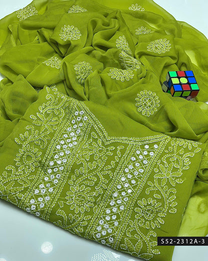 Handmade 2 PC Unstitched Bamber Chiffon Dress Collection