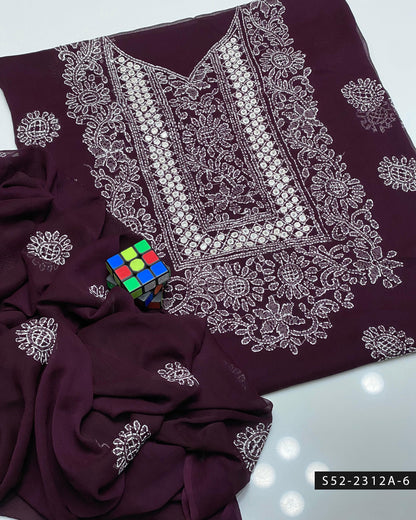 Handmade 2 PC Unstitched Bamber Chiffon Dress Collection