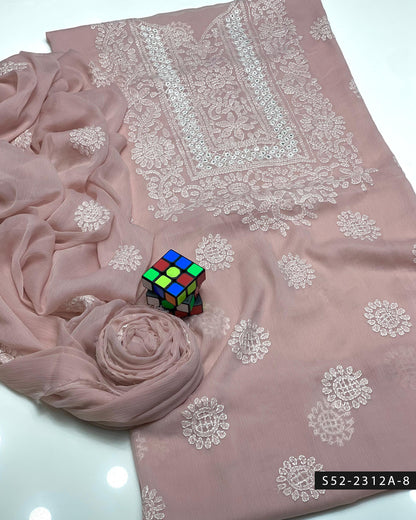 Handmade 2 PC Unstitched Bamber Chiffon Dress Collection