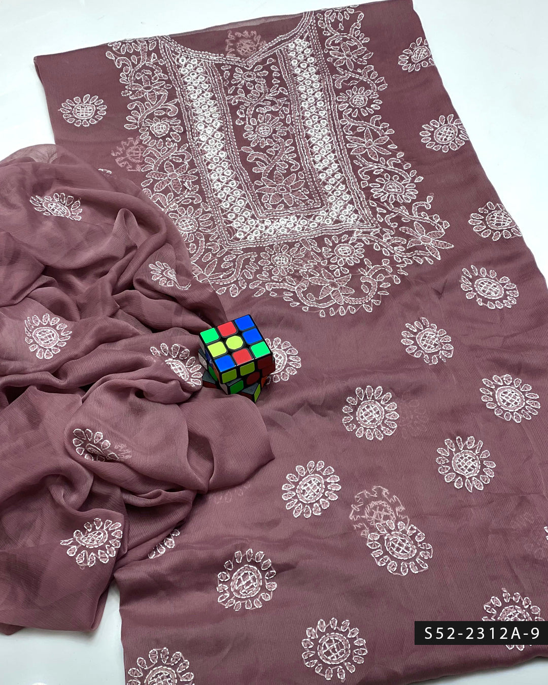 Handmade 2 PC Unstitched Bamber Chiffon Dress Collection