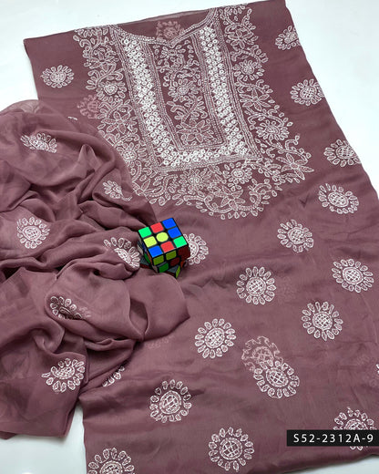 Handmade 2 PC Unstitched Bamber Chiffon Dress Collection