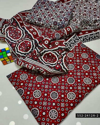 3 PC Unstitched Soft Cotton Dress Collection