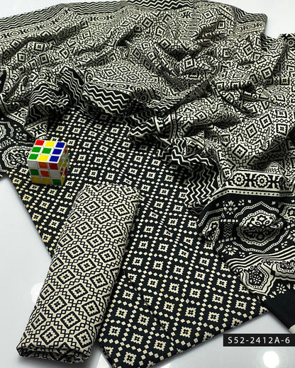 3 PC Unstitched Soft Cotton Dress Collection