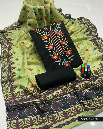 3 PC Unstitched Soft Cotton Dress Collection