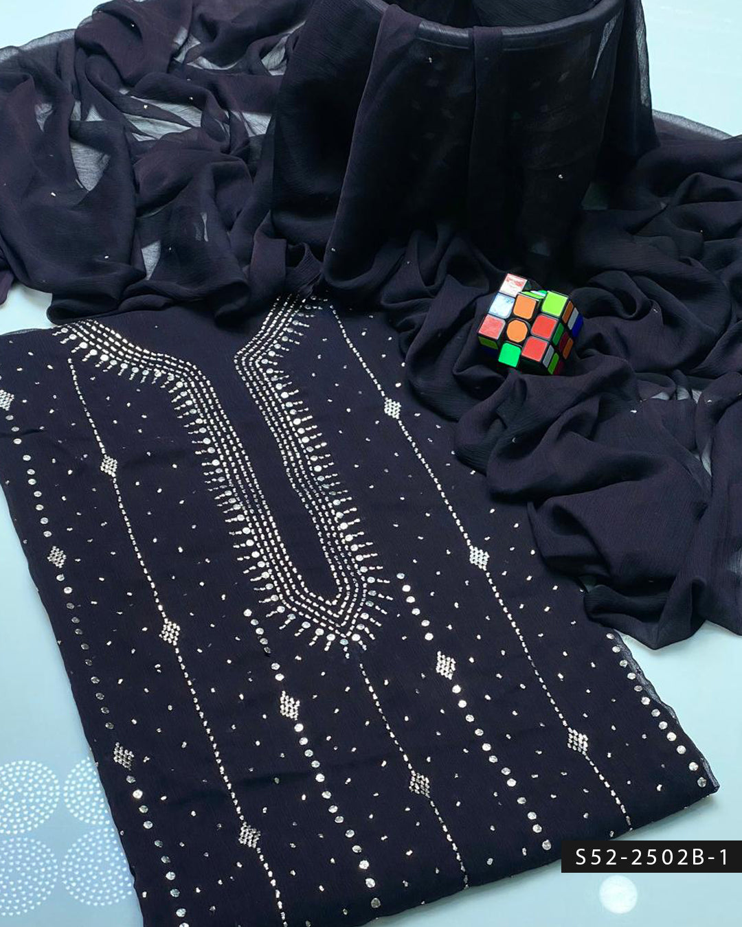 2PC Bamber Chiffon Mukesh Kamdani Dress – Barfi Design