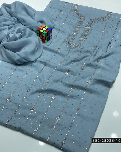 2PC Bamber Chiffon Mukesh Kamdani Dress – Barfi Design