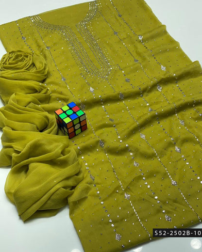 2PC Bamber Chiffon Mukesh Kamdani Dress – Barfi Design