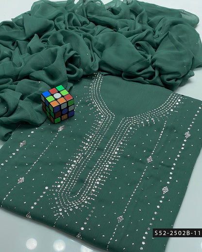 2PC Bamber Chiffon Mukesh Kamdani Dress – Barfi Design