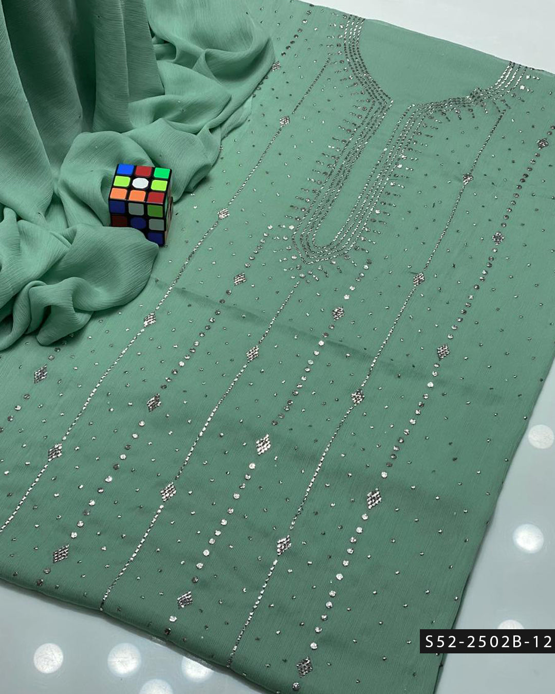 2PC Bamber Chiffon Mukesh Kamdani Dress – Barfi Design