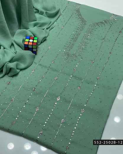 2PC Bamber Chiffon Mukesh Kamdani Dress – Barfi Design