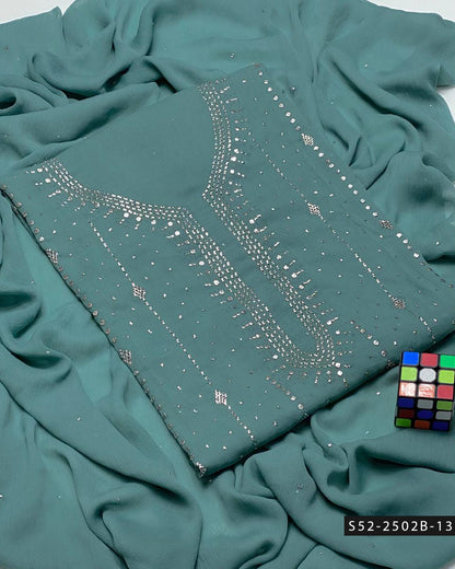 2PC Bamber Chiffon Mukesh Kamdani Dress – Barfi Design