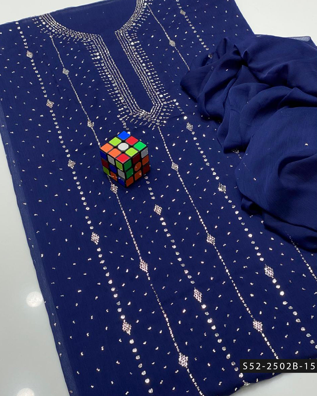 2PC Bamber Chiffon Mukesh Kamdani Dress – Barfi Design