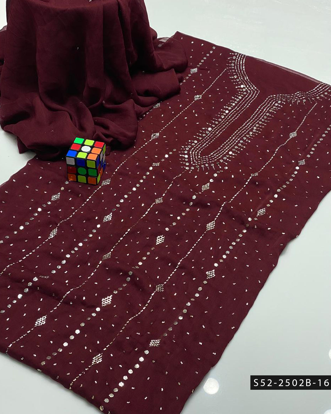 2PC Bamber Chiffon Mukesh Kamdani Dress – Barfi Design