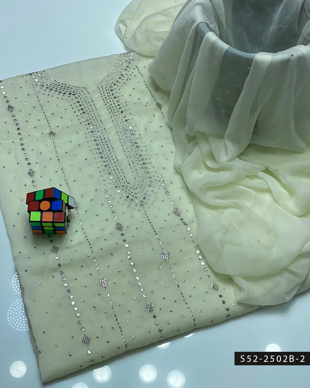 2PC Bamber Chiffon Mukesh Kamdani Dress – Barfi Design