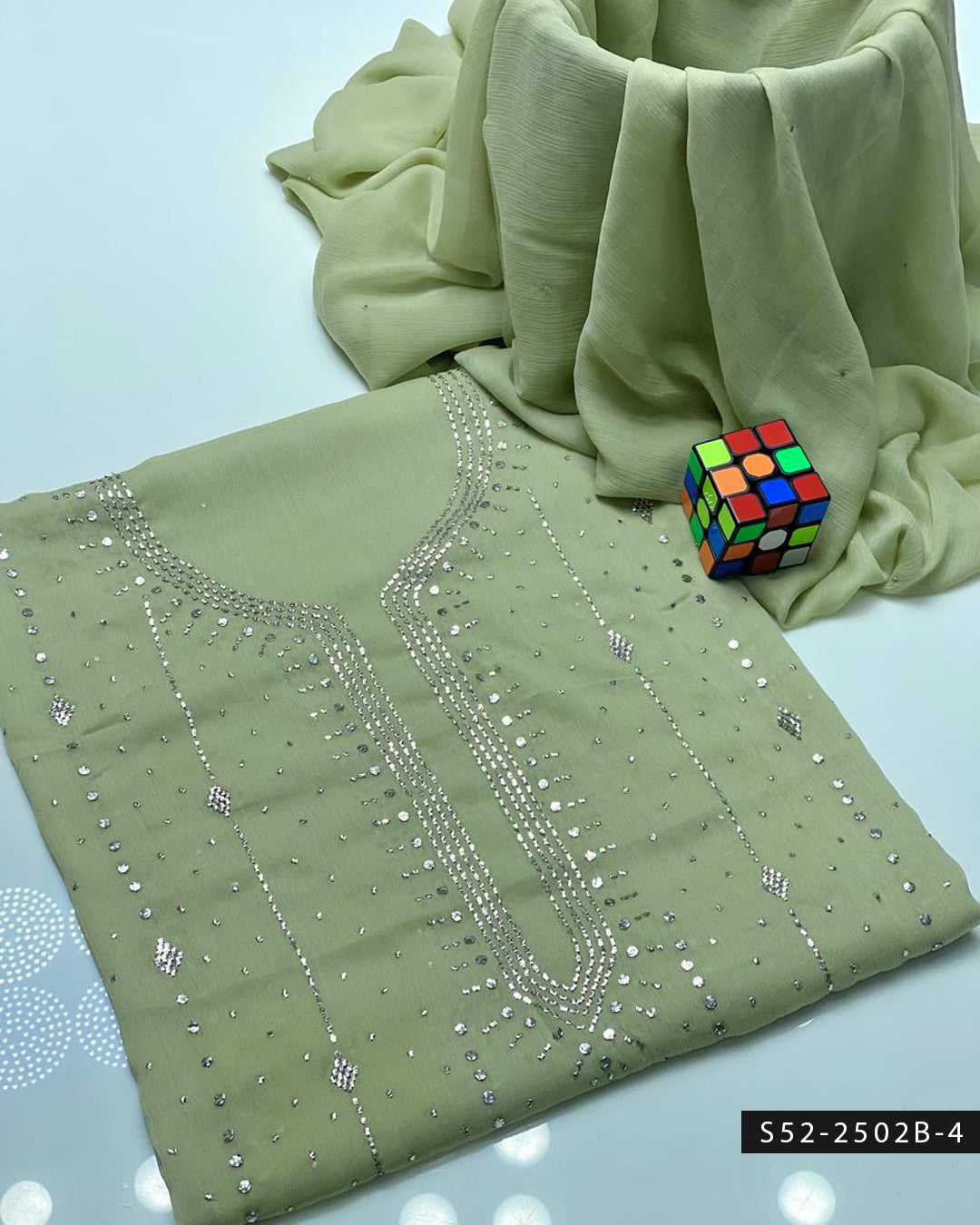 2PC Bamber Chiffon Mukesh Kamdani Dress – Barfi Design