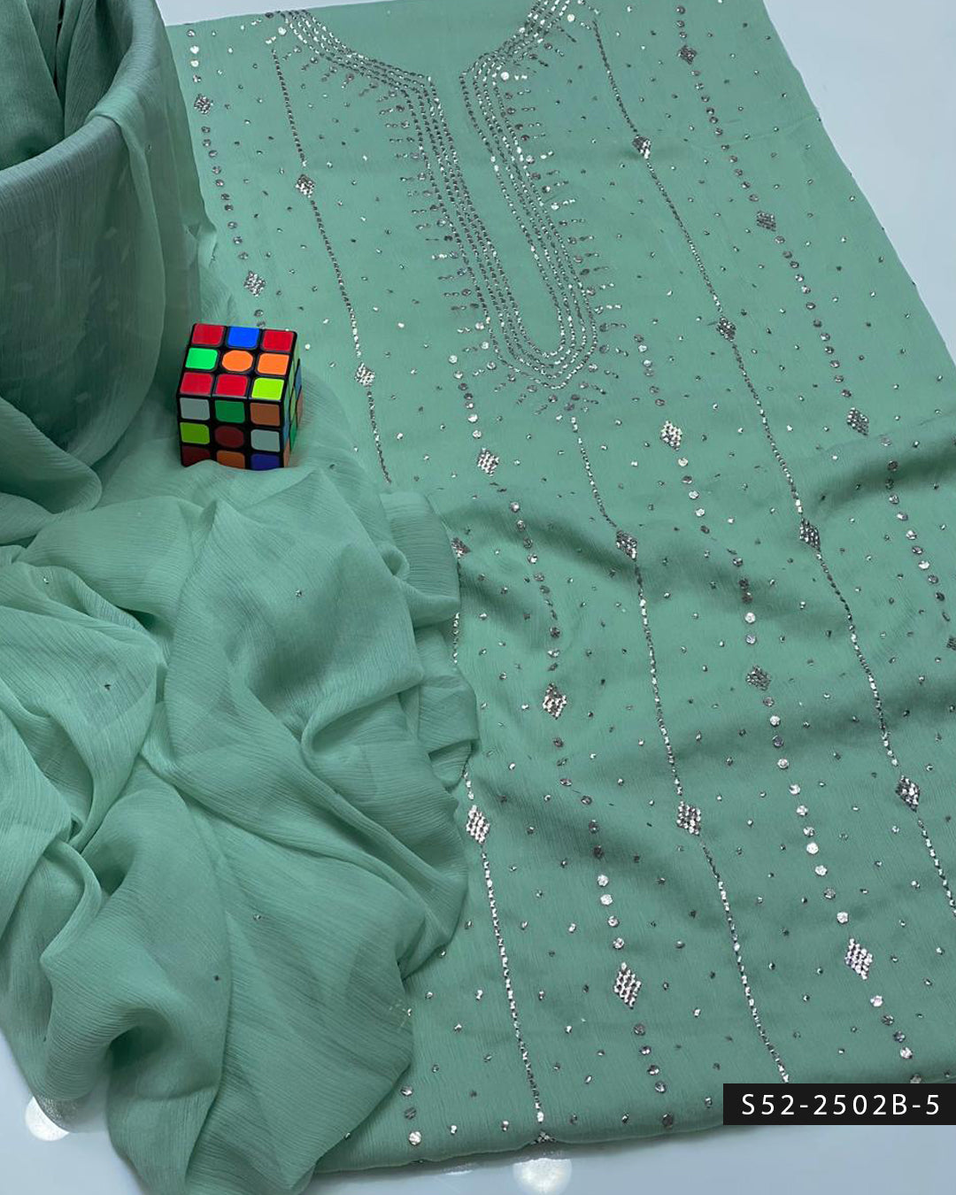 2PC Bamber Chiffon Mukesh Kamdani Dress – Barfi Design