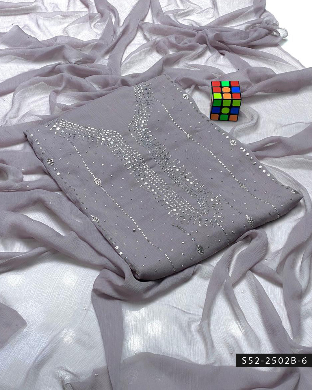 2PC Bamber Chiffon Mukesh Kamdani Dress – Barfi Design