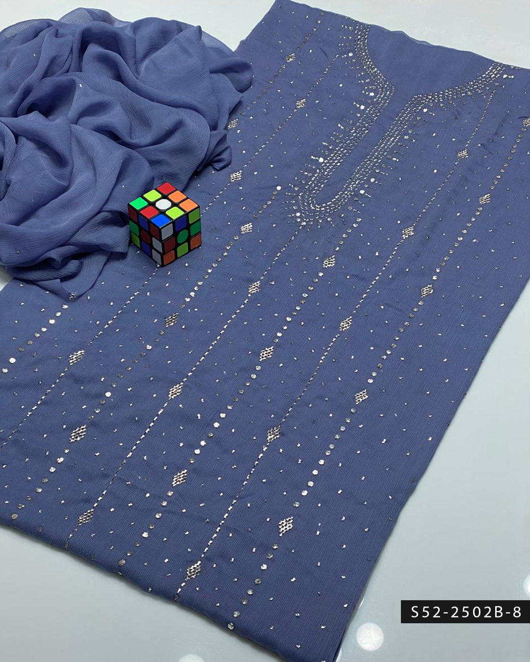 2PC Bamber Chiffon Mukesh Kamdani Dress – Barfi Design