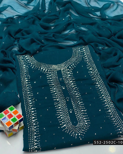 2PC Bamber Chiffon Mukesh Kamdani Dress – Festive Collection