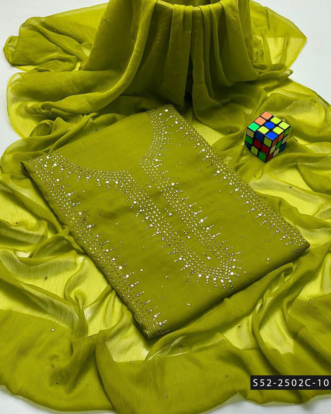 2PC Bamber Chiffon Mukesh Kamdani Dress – Festive Collection