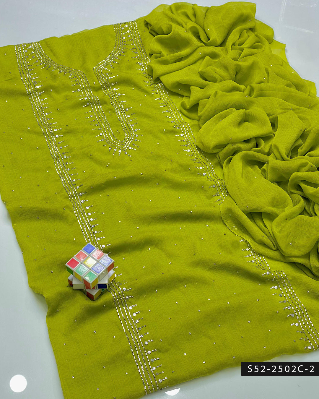 2PC Bamber Chiffon Mukesh Kamdani Dress – Festive Collection