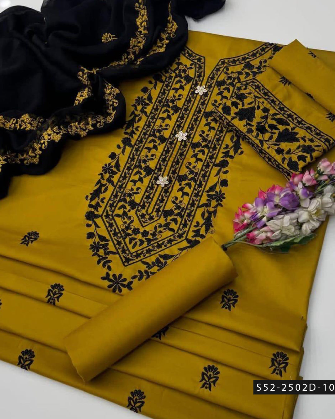 3PC Lawn Cotton Embroidered Dress – Festive Collection