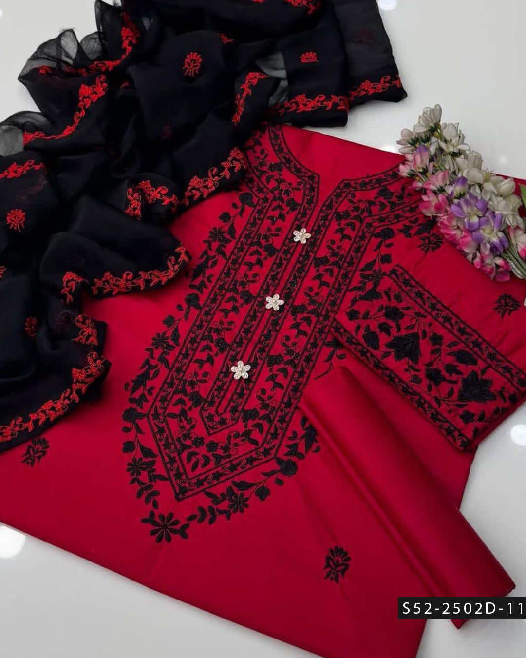 3PC Lawn Cotton Embroidered Dress – Festive Collection