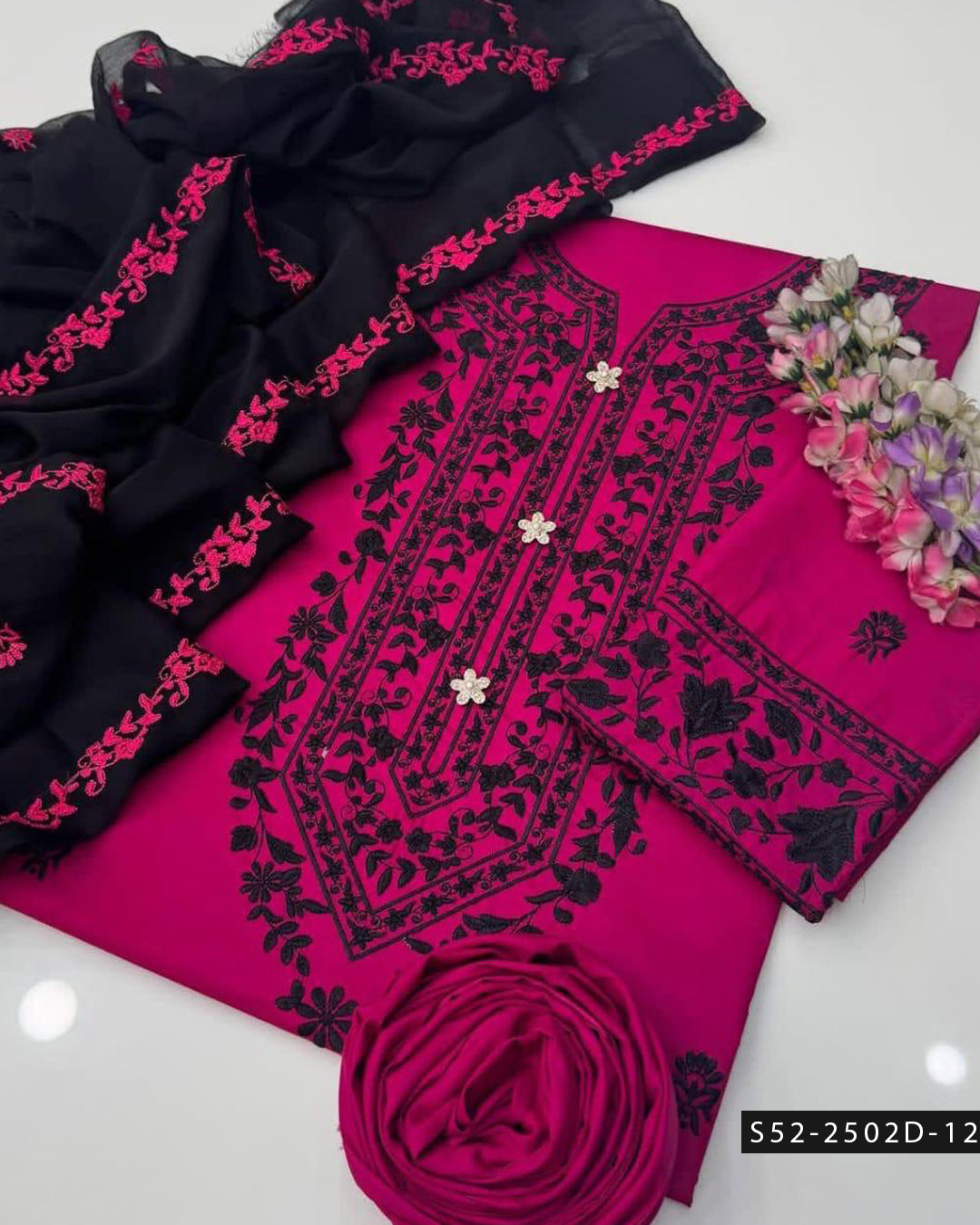 3PC Lawn Cotton Embroidered Dress – Festive Collection